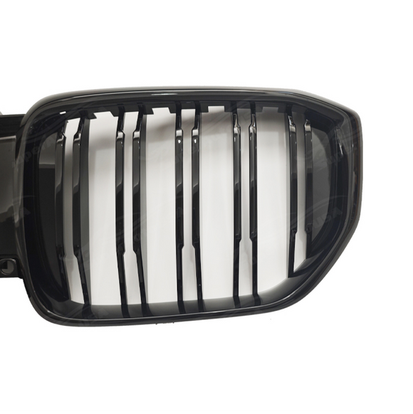 Standalone view of the left and right side SuperAutoUSA gloss black double slat grilles