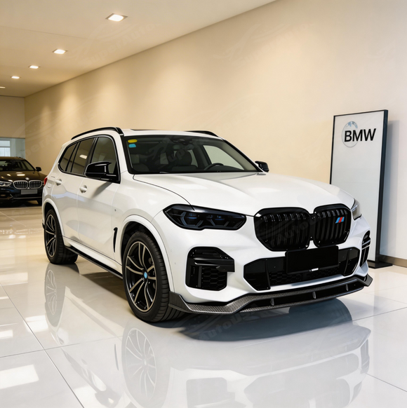 M-Performance inspired SuperAutoUSA real carbon fiber front splitter on a BMW X5 xDrive45e