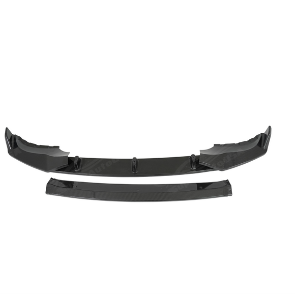 Standalone view of the uninstalled SuperAutoUSA real carbon fiber front bumper lip for BMW X5 G05