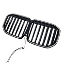 Standalone view of the uninstalled SuperAutoUSA gloss black illuminated single grille for BMW X7