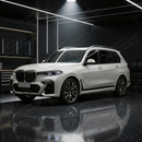 Direct front view of the SuperAutoUSA XM style gloss black replacement grille for 2019-2022 BMW X7