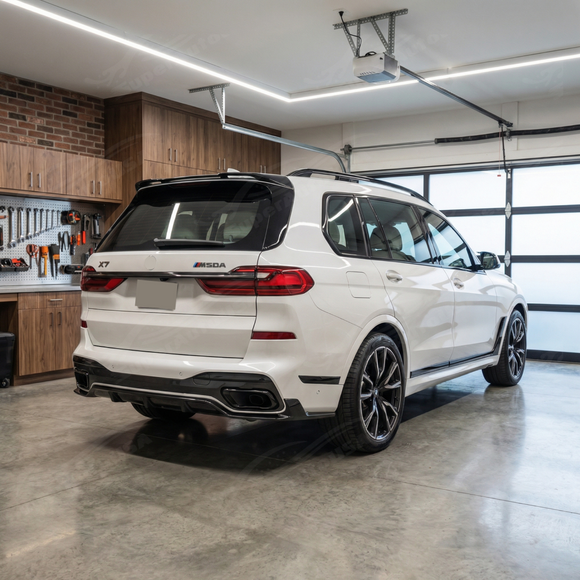 Sharp, clean lines of the SuperAutoUSA carbon fiber diffuser matching the X7's signature design