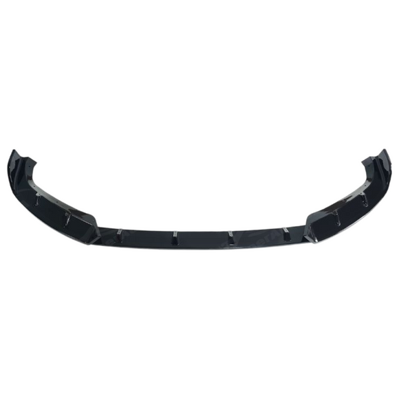 Standalone view of the uninstalled SuperAutoUSA gloss black front bumper lip for BMW XM G09
