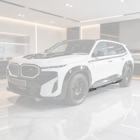 SuperAutoUSA gloss black side skirt rocker splitters installed on a 2023 BMW XM G09