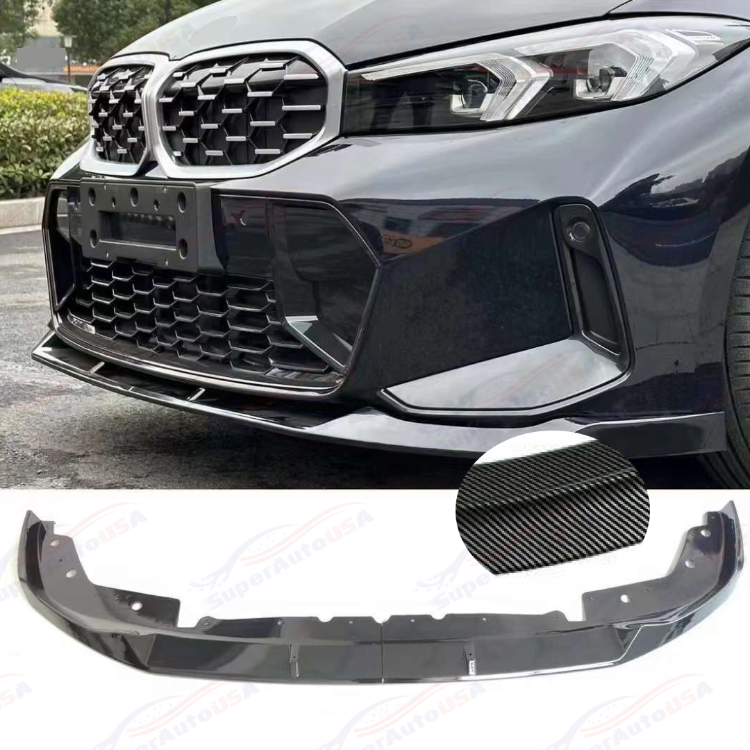 Fits 2022-2024 BMW G20 3 Series Front Bumper Lip (Carbon Fiber Pattern / Gloss Black)