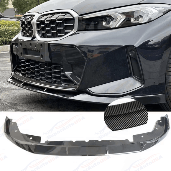 Fits 2022-2024 BMW G20 3 Series LCI Front Bumper Lip (Carbon Fiber Pattern / Gloss Black)