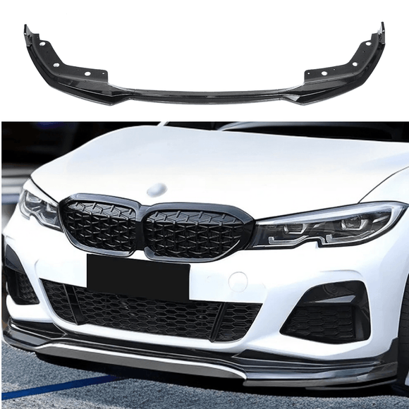 Fits 2019-2022 BMW 3 Series G20 M Sport Front Bumper Lip Spoiler (Carbon Fiber Print)