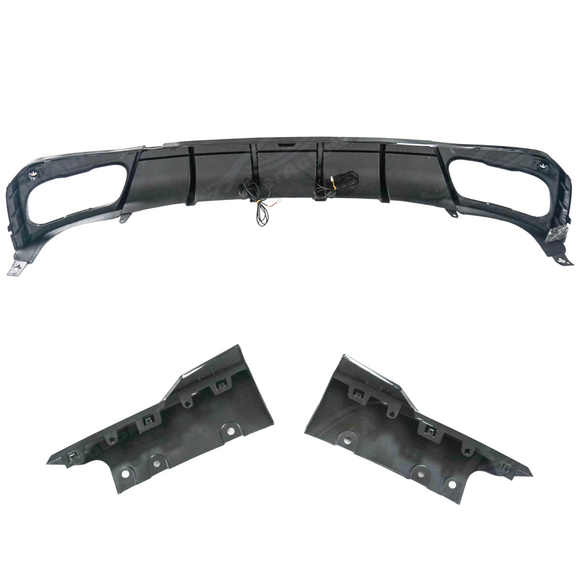 SuperAutoUSA precision-fit rear diffuser bumper lip with LED for 2021 BMW X5.
