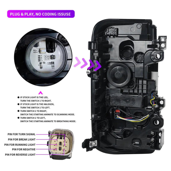 Fits Ford Bronco 2021-2024 Full LED Tail Lights Sequential Assembly