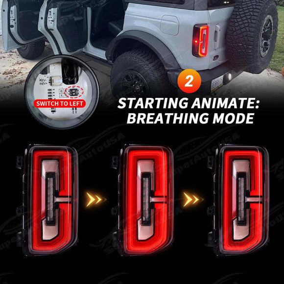 Fits Ford Bronco 2021-2024 Full LED Tail Lights Sequential Assembly