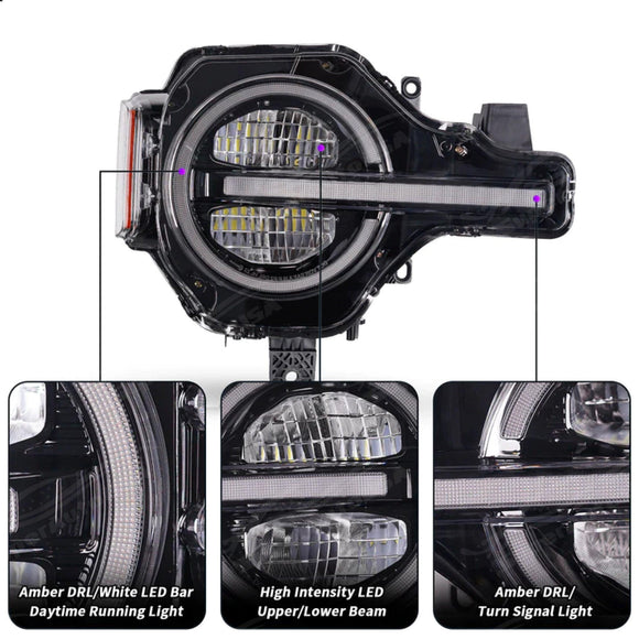 Fits 2021-2024 Ford Bronco 2D/4D LED Head Light Sequential Assembly