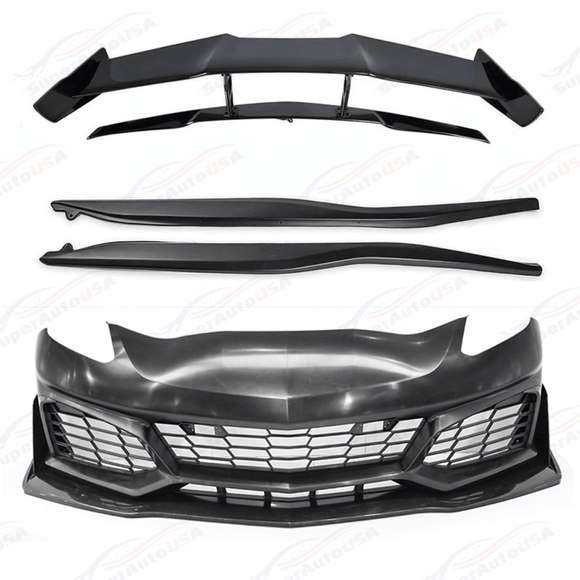 Fits Corvette C7 ZR1 Style Front Bumper Side Skirts Rear Spoiler Full Body Kit