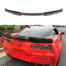 Gloss black rear trunk lip spoiler wing with gurney flap on a 2014 C7 Corvette