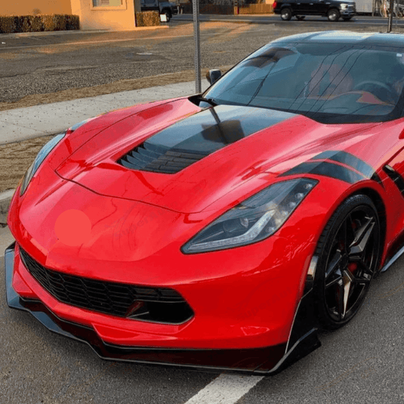 Fits 14-19 Corvette C7 Stage 3.5 Painted Metallic Black Extended Front Lip Spoiler