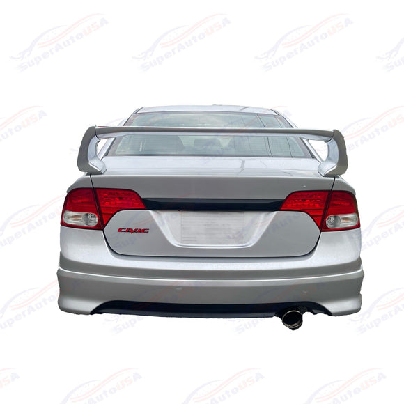 Fits 2006-2011 Honda Civic Sedan 3D Mugen Style Silver Rear Trunk Spoiler Wing