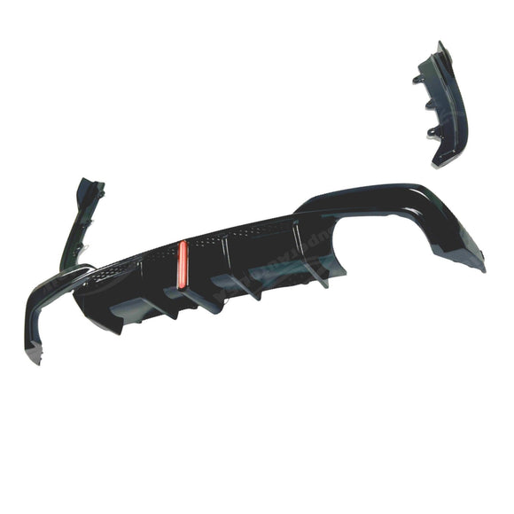 SuperAutoUSA rear bumper lip diffuser with LED light for BMW 330i, 330i xDrive 2019-2022.

