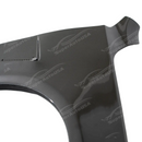 Detailed view of the integrated aerodynamic side vents on the carbon fiber Blackwing fenders