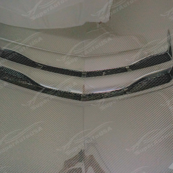 Uninstalled SuperAutoUSA real carbon fiber V style front engine hood, top view