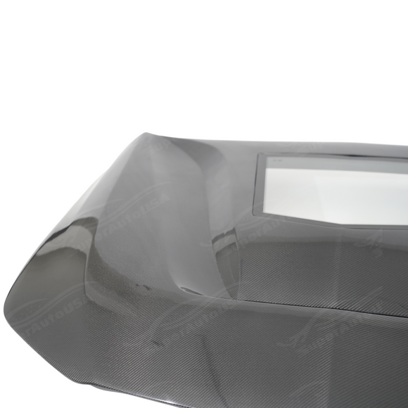 Detailed view of the hand-finished edges and clean lines of the SuperAutoUSA CT4 hood