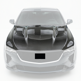 SuperAutoUSA real carbon fiber front hood installed on a 2020 Cadillac CT5