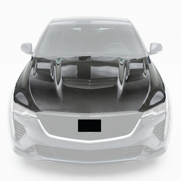 SuperAutoUSA real carbon fiber front hood installed on a 2020 Cadillac CT5