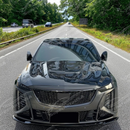 Full front view of a 2021 Cadillac CT5 with new carbon fiber hood panel