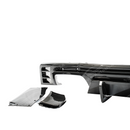 Uninstalled carbon fiber print rear bumper diffuser lip, top view