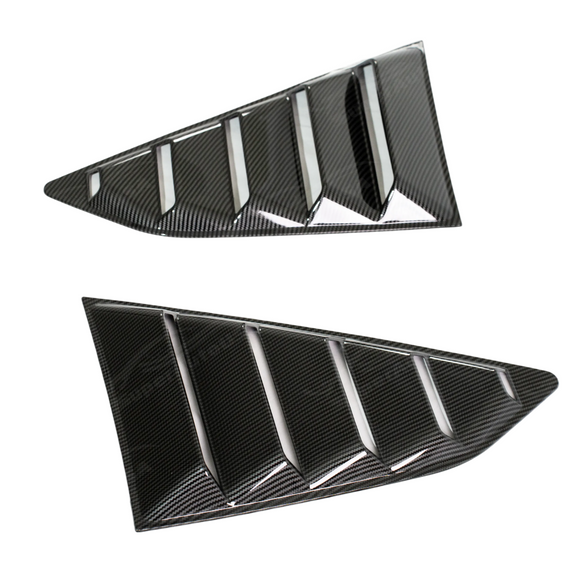 Direct rear view of the carbon fiber sunshade window louver for 2016-2024 Camaro