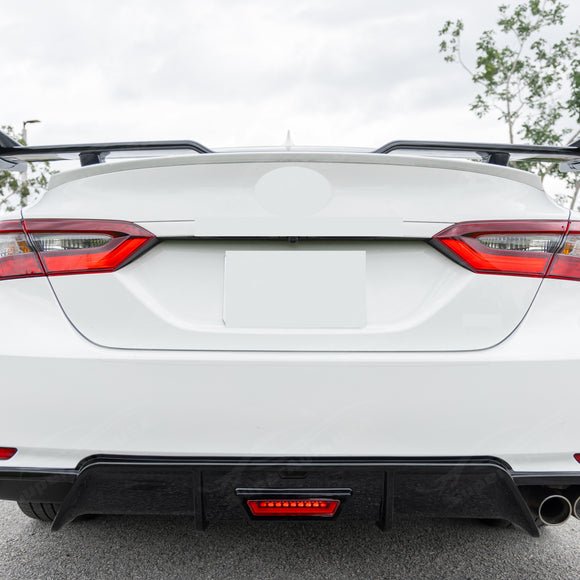 Se adapta a Toyota Camry TRD Style 2018-2024, luz de freno LED, difusor trasero negro brillante y divisores de esquina 