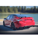 Installation view of the Car Rear Bumper Cover Lip Add On Diffuser on the Toyota Camry, highlighting the anti-collision and anti-crush features.