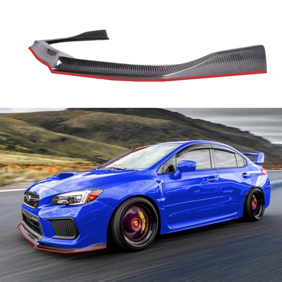 Fits Subaru WRX STI Limited 2015-2021 carbon fiber front spoiler lip splitter by SuperAutoUSA.
