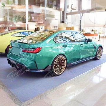 MP Style side skirt extensions for BMW M4 CSL Coupe 2021-2025 by SuperAutoUSA.
