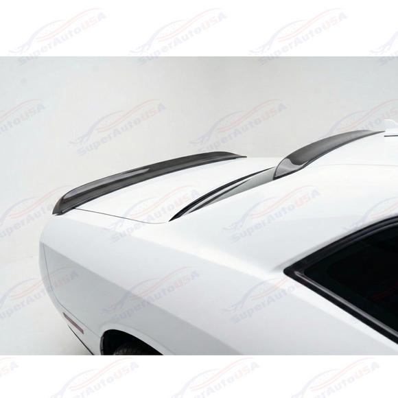 Close-up of the high-definition carbon fiber print weave on the rear roof spoiler