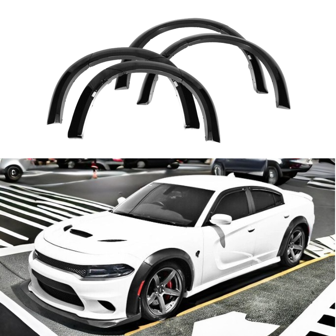 Se adapta a la cubierta de rueda de guardabarros negro sin pintar para Dodge Charger 2015-2022