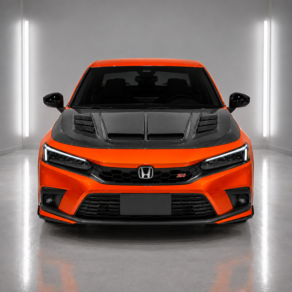 SuperAutoUSA-Honda-Civic-11thGen-VRS-CarbonFiber-Hood-AngledFront