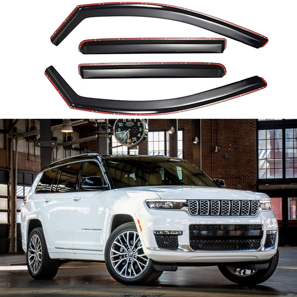 Fit 2014-2023 Jeep Cherokee In-Channel Vent Window Visors Rain Sun Wind Guards Shade Deflectors