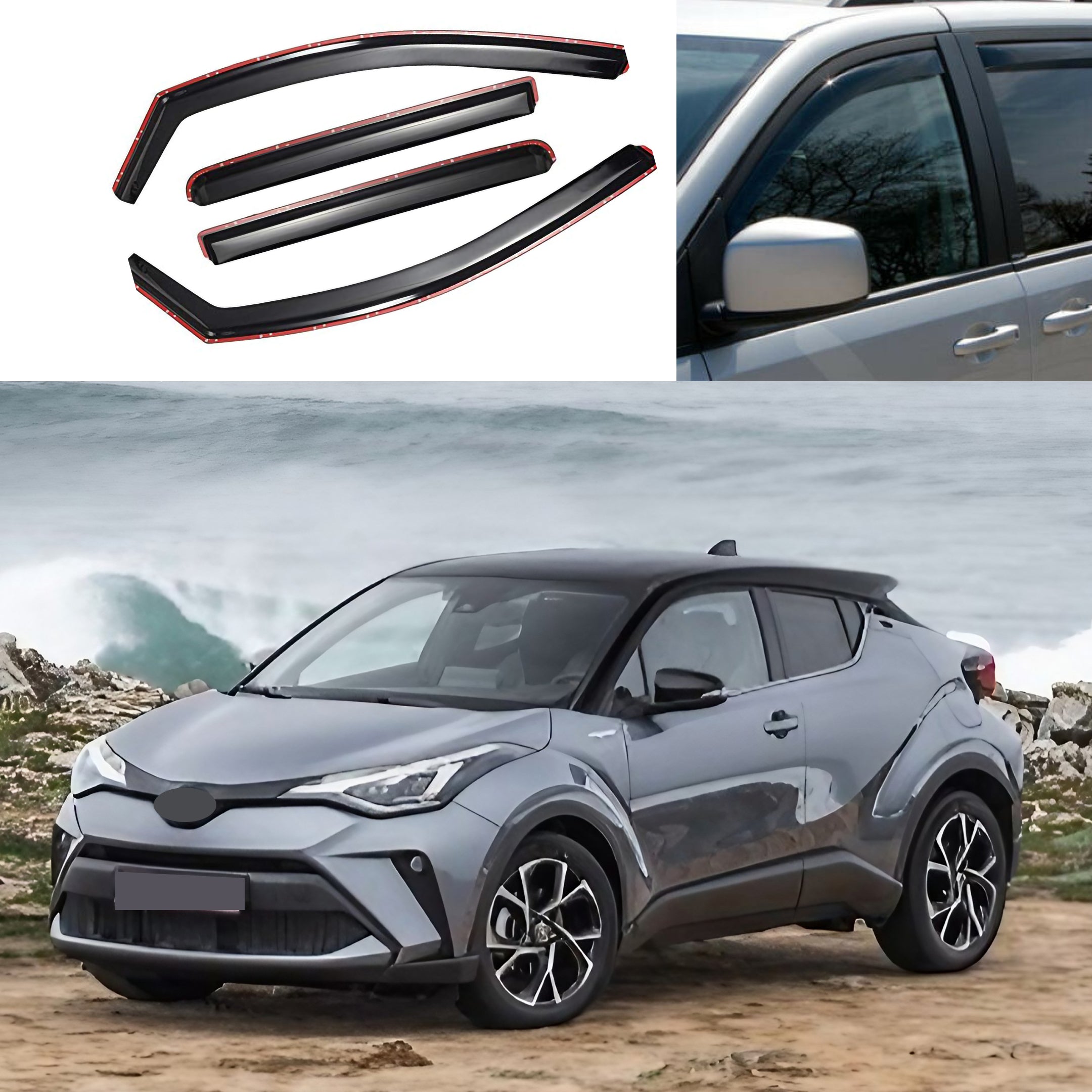 Fit 2018-2021 Toyota CH-R Chr In-Channel Vent Window Visors Rain Sun Wind Guards Shade Deflectors by Superautousa