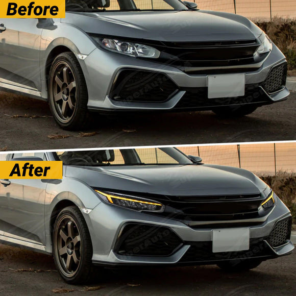 Fits Honda Civic 2016-2021 LED Head Light Front Lamps Pair Sequential Assembly