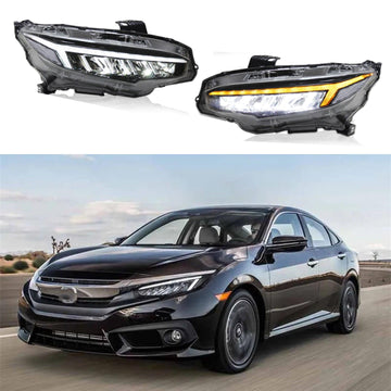 Se adapta a Honda Civic 2016-2021 Par de faros delanteros LED Conjunto secuencial 