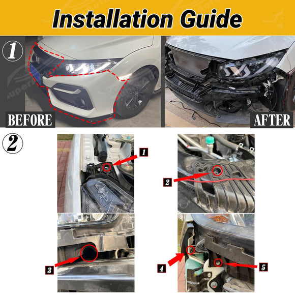 Fits Honda Civic 2016-2021 Demon Eye Head Light Front Lamps Assembly