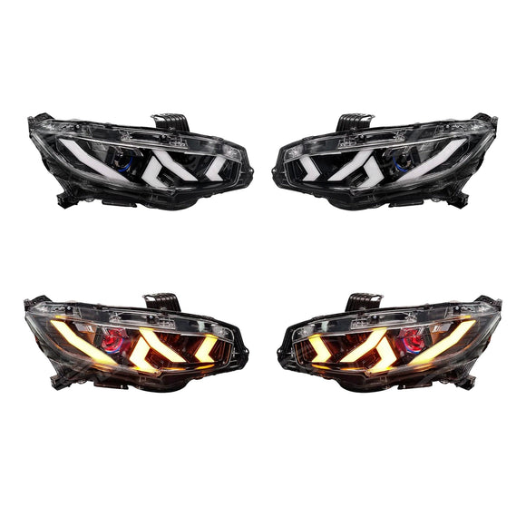 Fits Honda Civic 2016-2021 Demon Eye Head Light Front Lamps Assembly