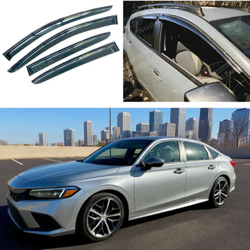 For Honda Civic 2022-2026 Carbon Fiber Print Rain Guards Side Window Deflectors