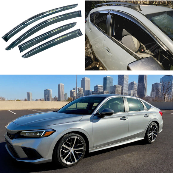 For Honda Civic 2022-2026 Carbon Fiber Print Rain Guards Side Window Deflectors