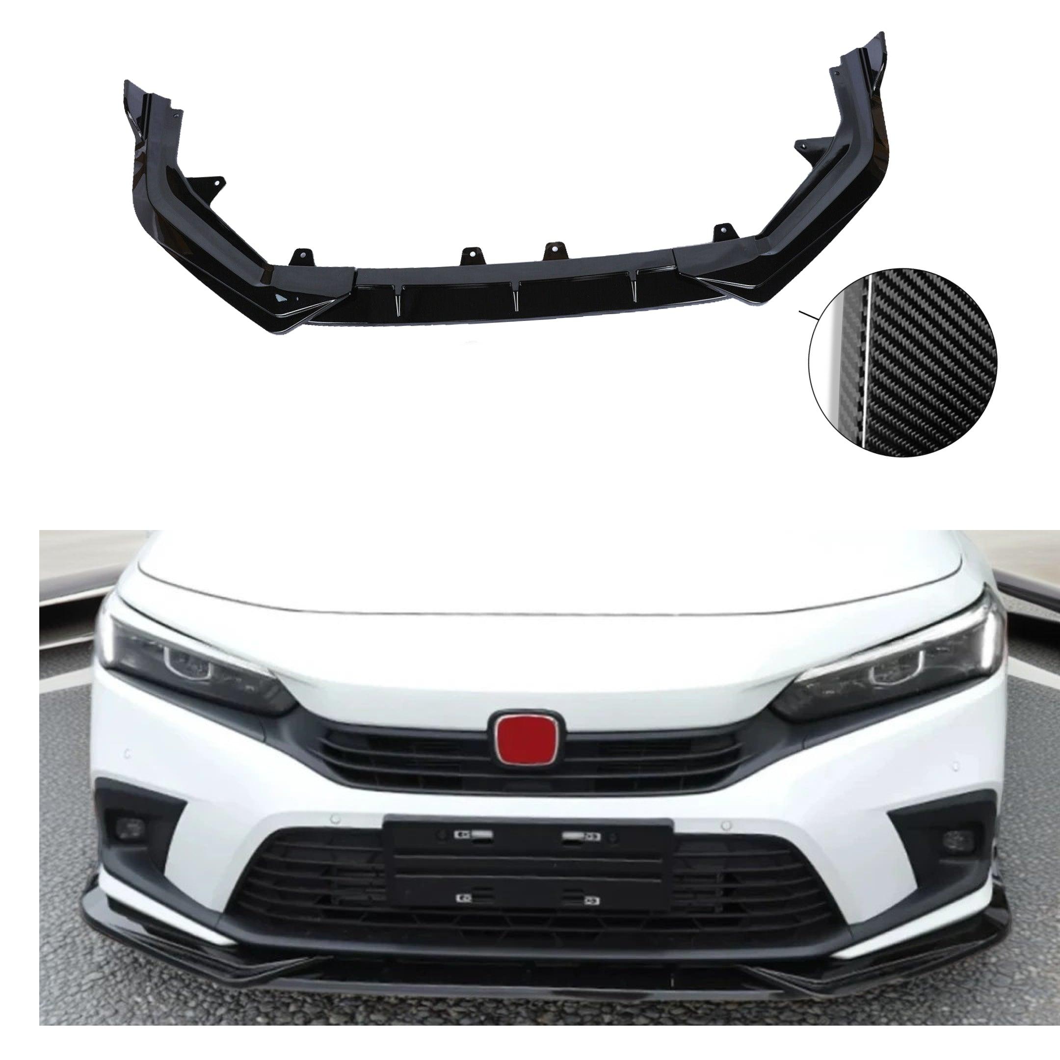 Parachoques delantero estilo Honda CIVIC Hatchback tipo R 2017-2021 (estampado de fibra de carbono con borde rojo)