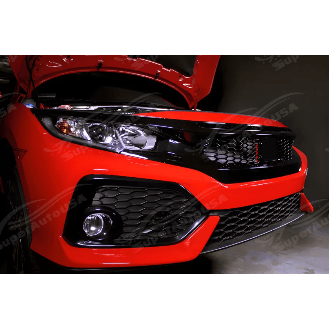 OEM style black front lower grille installation for 2017-2020 Honda Civic Si Hatchback