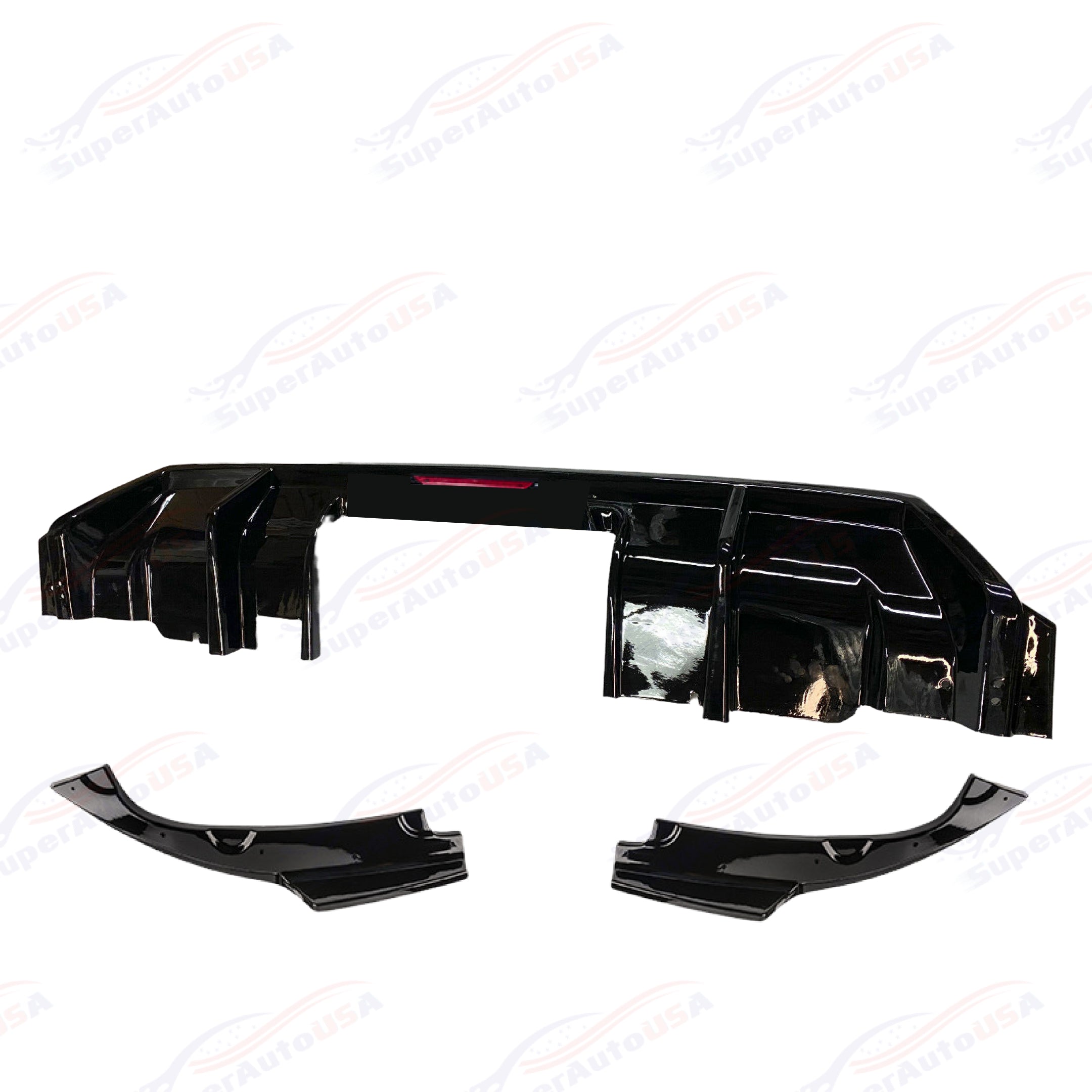 Buy gloss-black Rear Diffuser &amp; Rear Corners - LED Light  | Fits Honda Civic ( 16-21 )