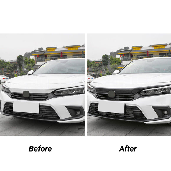 Moldura para rejilla de parachoques delantero de Honda Civic 11.° modelo 2022-2023 (negro brillante) 