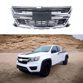Fits 2015-2020 Chevrolet Colorado Chrome & Black Front Bumper Grill Mesh Grille
