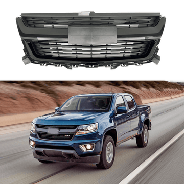 Rejilla de malla para parachoques delantero de color negro brillante para Chevrolet Colorado 2015-2018 