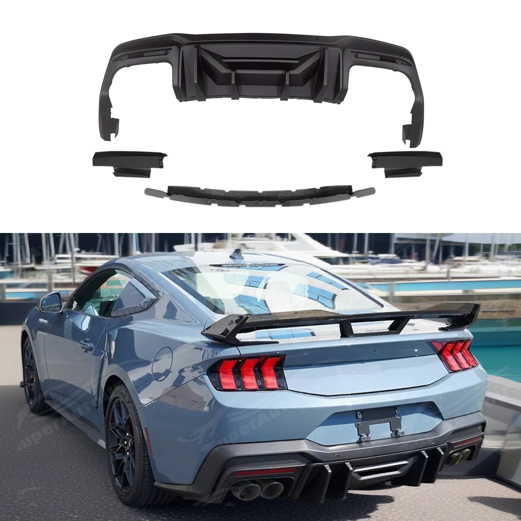 Fit Ford Mustang 2024-2025 Dark Horse Competition Style Rear Diffuser ...
